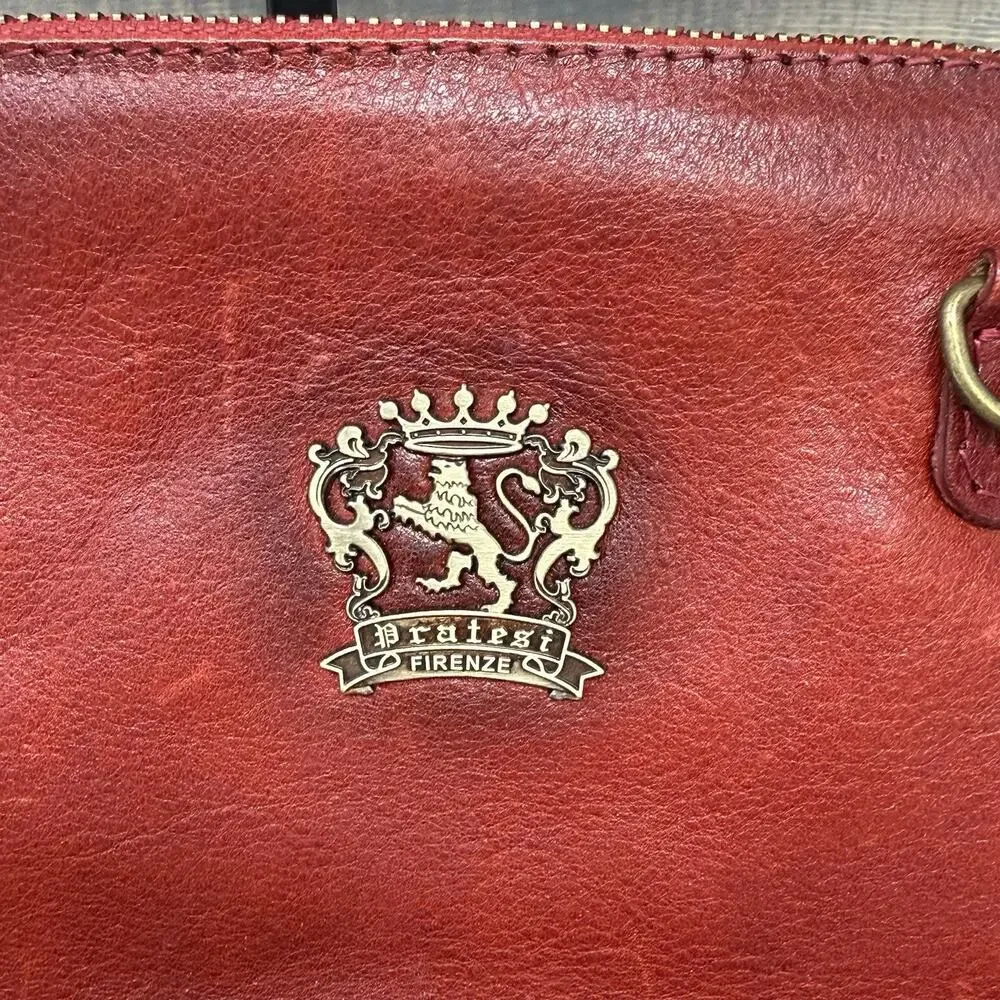 Pratesi Firenze Red Leather Crossbody Purse Handbag Made In Italy New